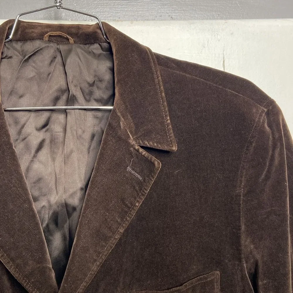 j crew men velvet velour sport coat blazer large brown 3 button